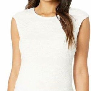 Calvin Klein Cap Sleeve Floral Lace Top Blouse